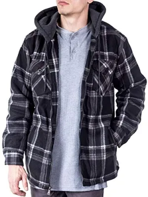 Visive Flannel Hooded Jacket, Black/Grey