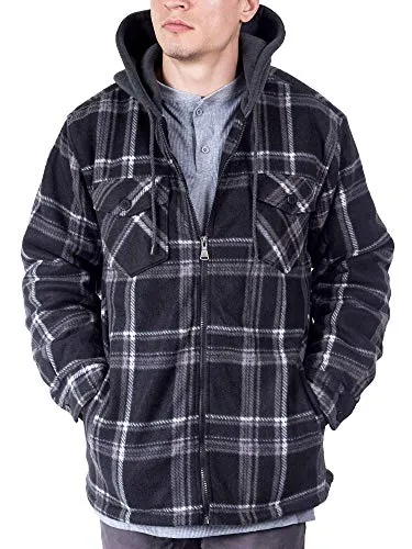Visive Flannel Hooded Jacket, Black/Grey