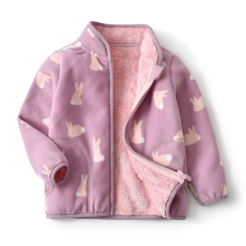 Warm Soft Fleece Jackets and Sweatshirts for Little Girls - Purple