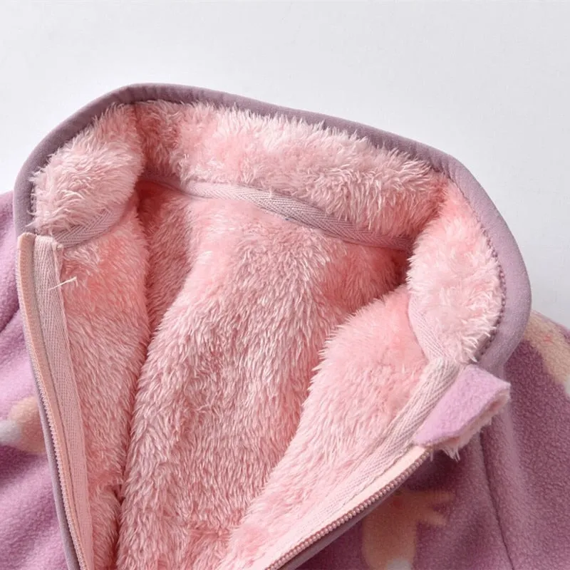 Warm Soft Fleece Jackets and Sweatshirts for Little Girls - Purple