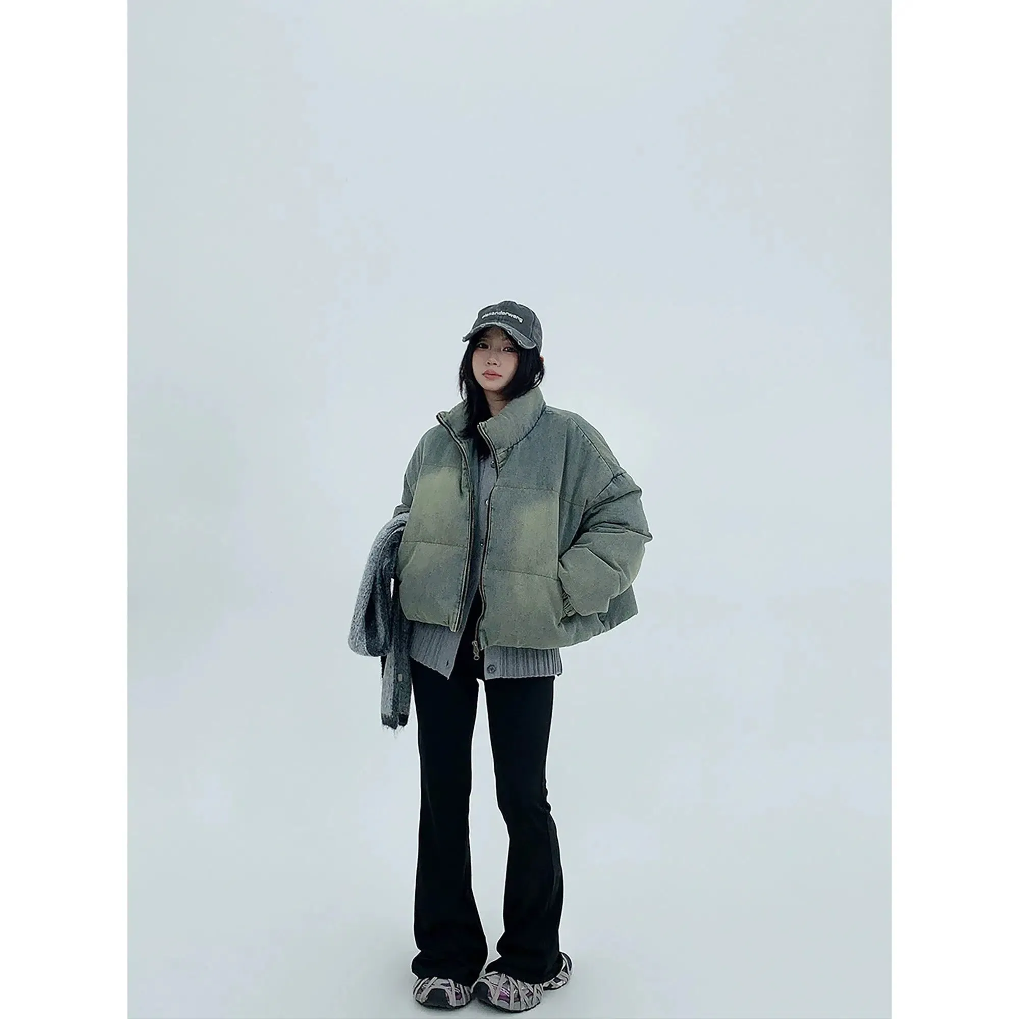 Washed Denim Short Down Jacket