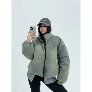 Washed Denim Short Down Jacket