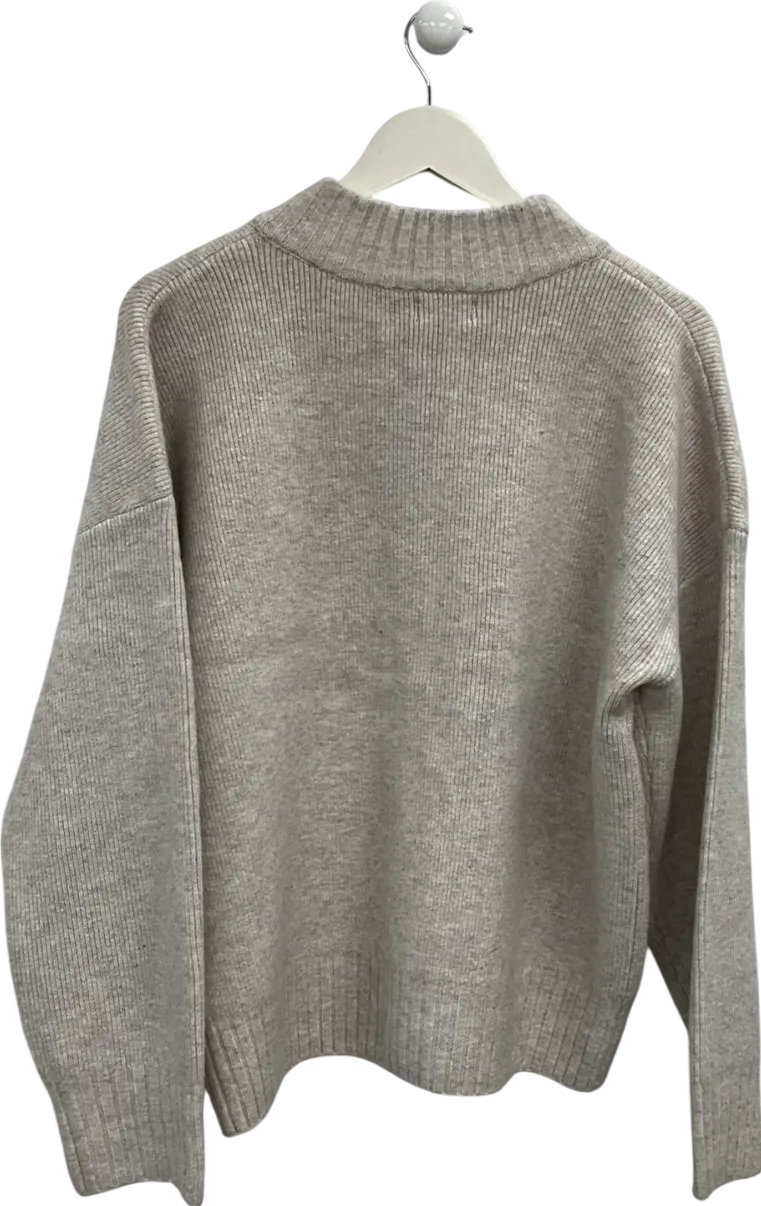 White Fox Grey Unbreakable Bond Knit Jacket Cream UK M/L