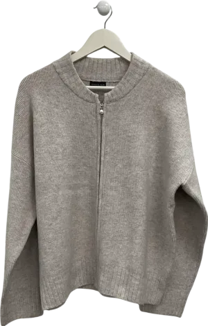 White Fox Grey Unbreakable Bond Knit Jacket Cream UK M/L