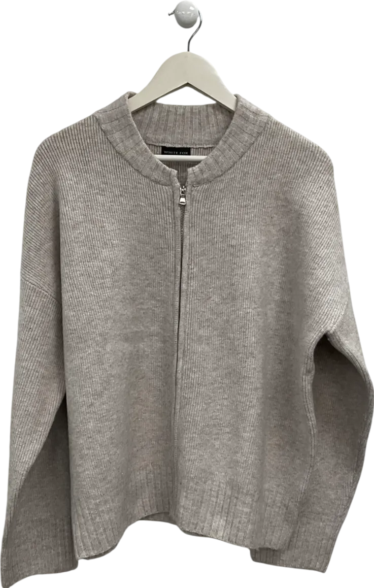 White Fox Grey Unbreakable Bond Knit Jacket Cream UK M/L