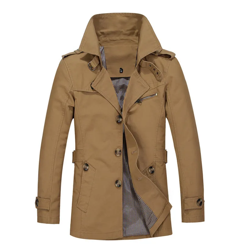 Wholesale Factory Fashion Wear Button Up Trench Jacket Mens Winter Safari Coat With Slant Pocket