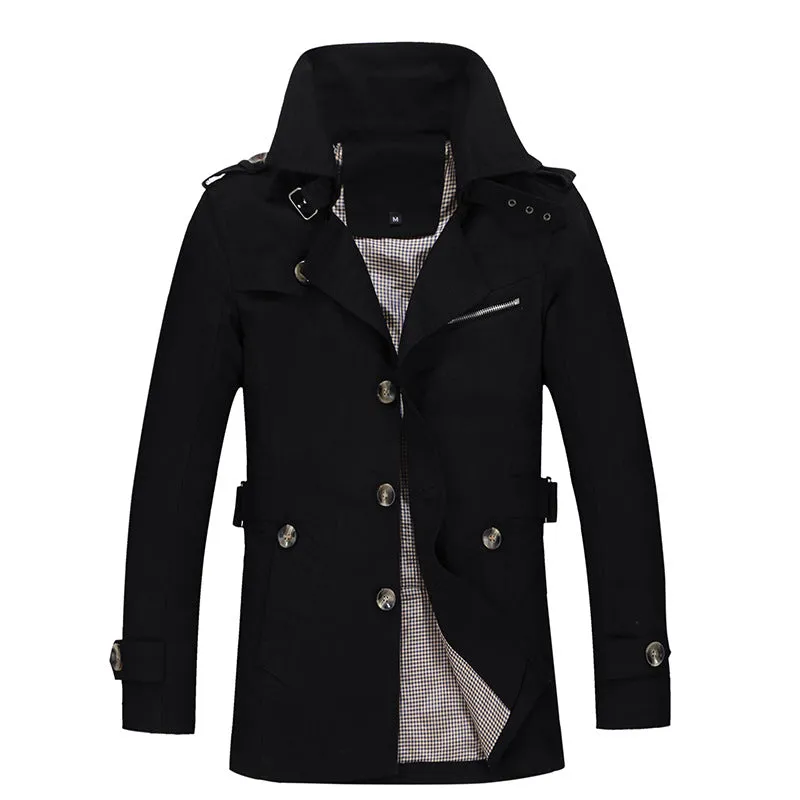 Wholesale Factory Fashion Wear Button Up Trench Jacket Mens Winter Safari Coat With Slant Pocket