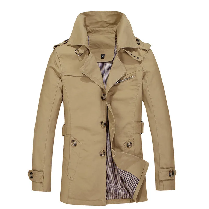Wholesale Factory Fashion Wear Button Up Trench Jacket Mens Winter Safari Coat With Slant Pocket