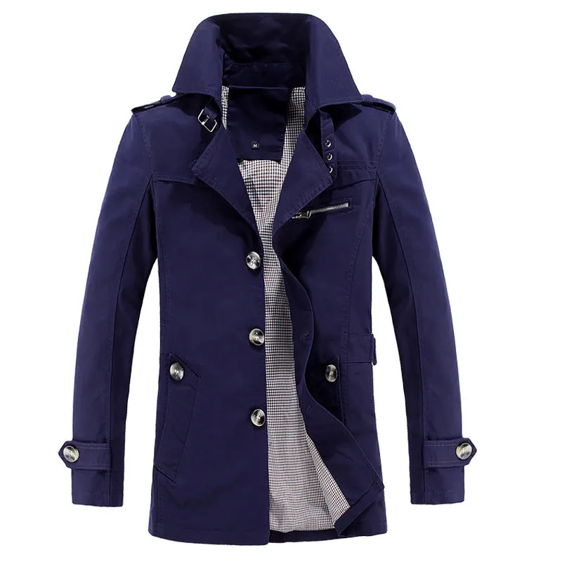Wholesale Factory Fashion Wear Button Up Trench Jacket Mens Winter Safari Coat With Slant Pocket
