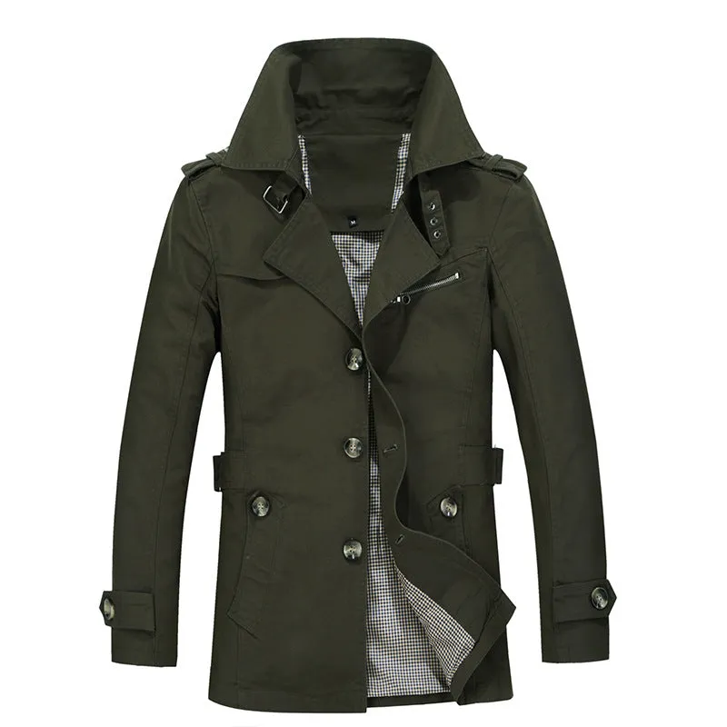 Wholesale Factory Fashion Wear Button Up Trench Jacket Mens Winter Safari Coat With Slant Pocket