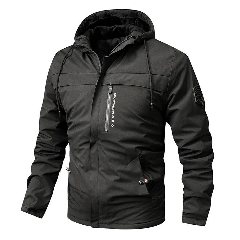 Winter New Plus Size Fleece Hooded Jacket Outdoor Casual Men's Jackets Shell Jacket