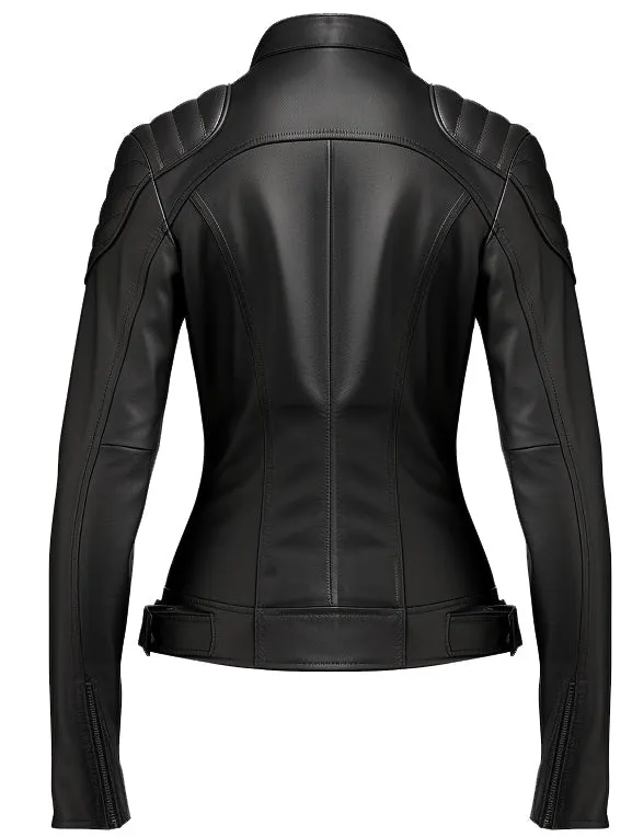 Women Black Bomber Leather Jacket