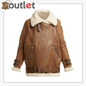 Women Light Brown Shearling Jacket