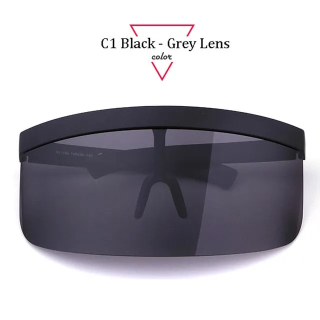 Women Oversize Shield Visor Sunglasses Women Retro Windproof Glasses Men Shield Visor Flat Top Hood Eyeglasses