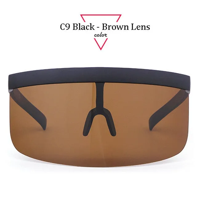 Women Oversize Shield Visor Sunglasses Women Retro Windproof Glasses Men Shield Visor Flat Top Hood Eyeglasses