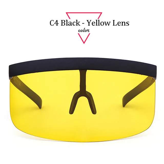 Women Oversize Shield Visor Sunglasses Women Retro Windproof Glasses Men Shield Visor Flat Top Hood Eyeglasses