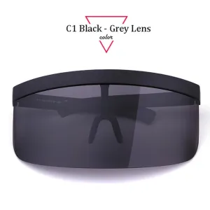 Women Oversize Shield Visor Sunglasses Women Retro Windproof Glasses Men Shield Visor Flat Top Hood Eyeglasses