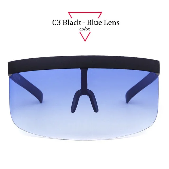 Women Oversize Shield Visor Sunglasses Women Retro Windproof Glasses Men Shield Visor Flat Top Hood Eyeglasses
