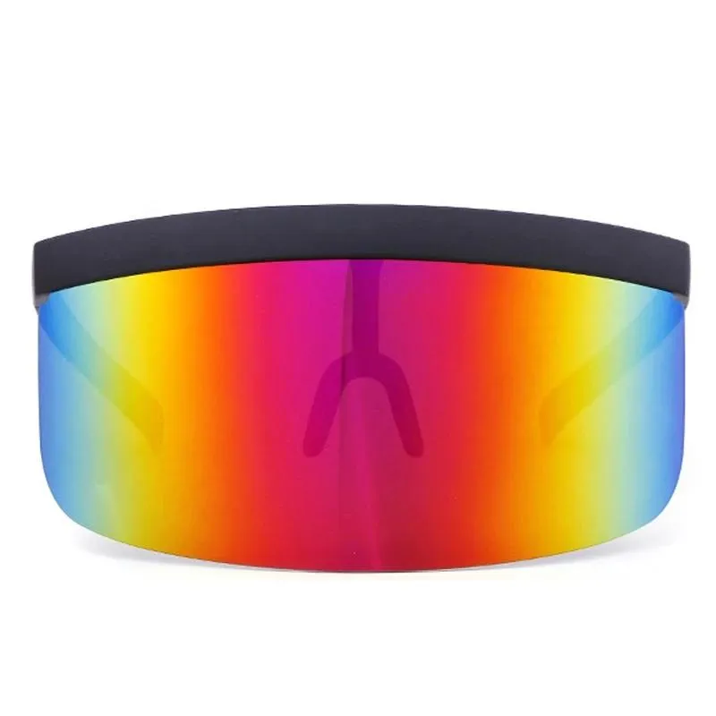 Women Oversize Shield Visor Sunglasses Women Retro Windproof Glasses Men Shield Visor Flat Top Hood Eyeglasses