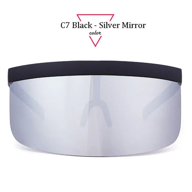 Women Oversize Shield Visor Sunglasses Women Retro Windproof Glasses Men Shield Visor Flat Top Hood Eyeglasses