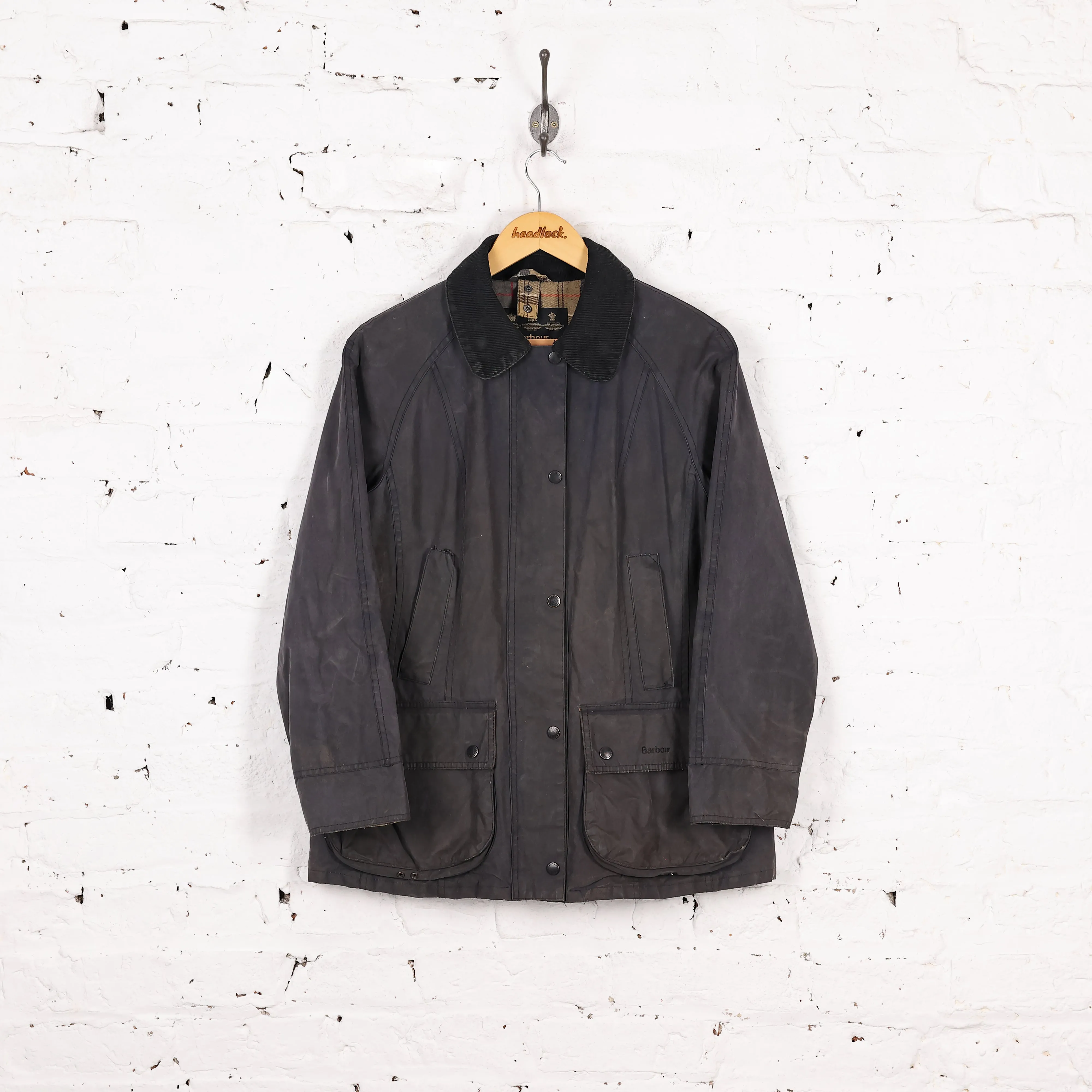 Womens Barbour Beadnell Wax Jacket Coat - Blue - Womens L