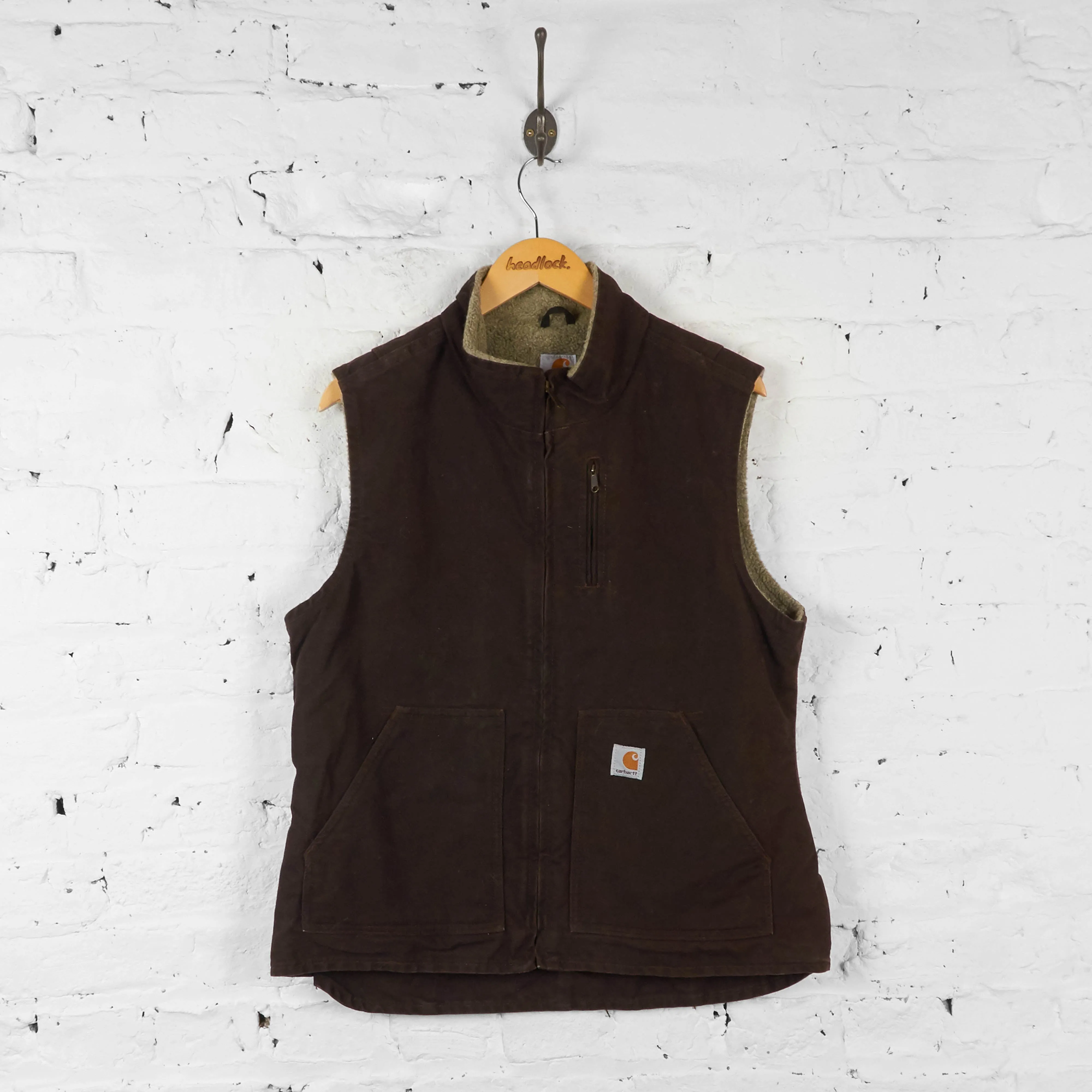 Womens Fleece Lined Carhartt Bodywarmer Gilet - Brown - Womens L