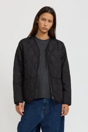 Women's Military Zip V Neck Down Jacket Black