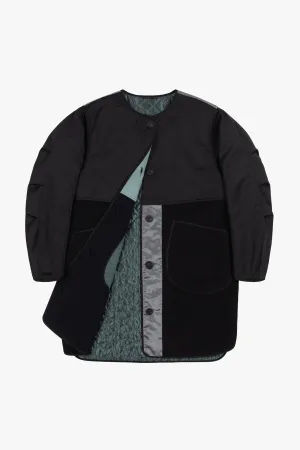 Wool & Satin Quilt Jacket - Black & Anthracite / Cadet Blue & Mineral Green