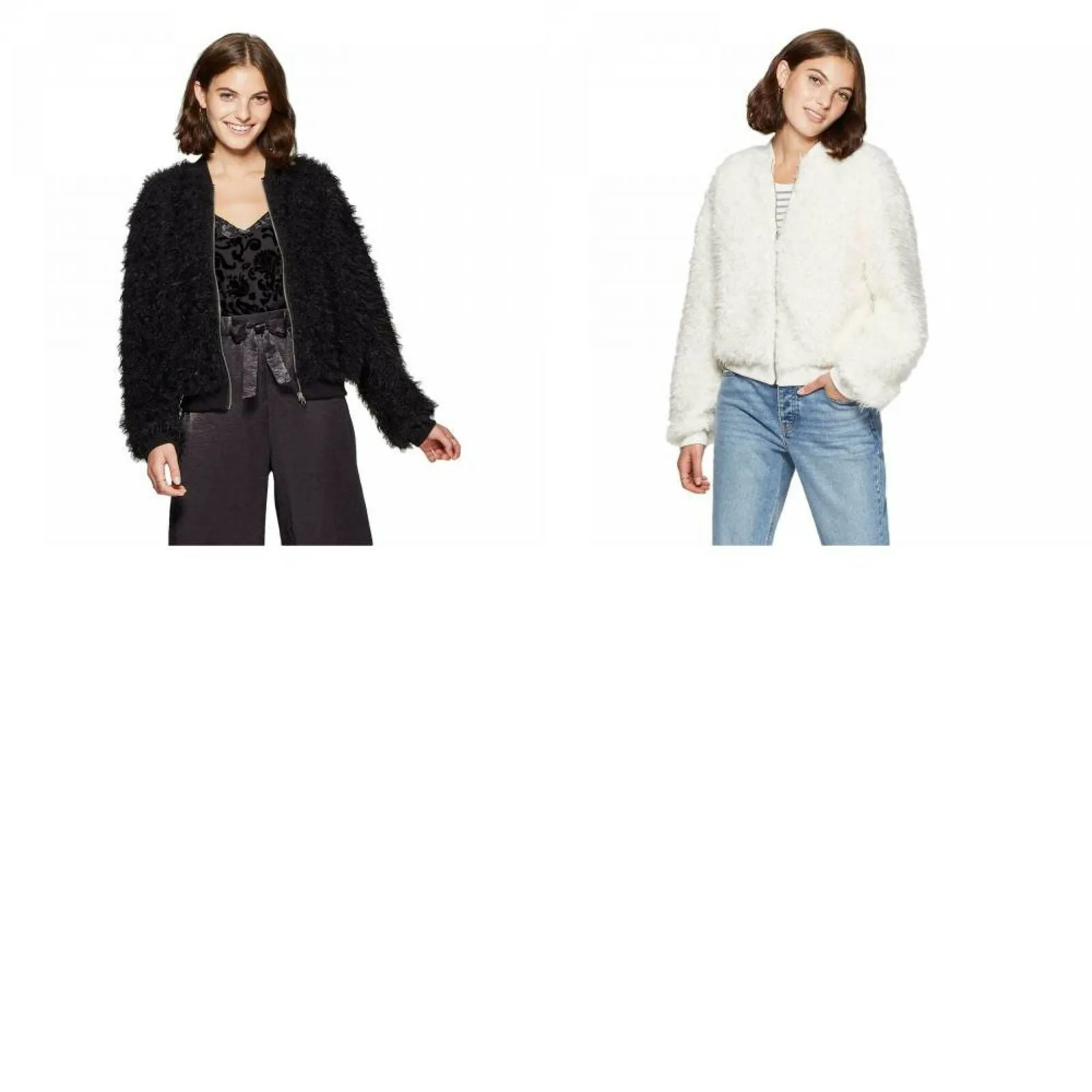 Xhilaration Women's Long Sleeve Zip-Up Sherpa Bomber Jacket