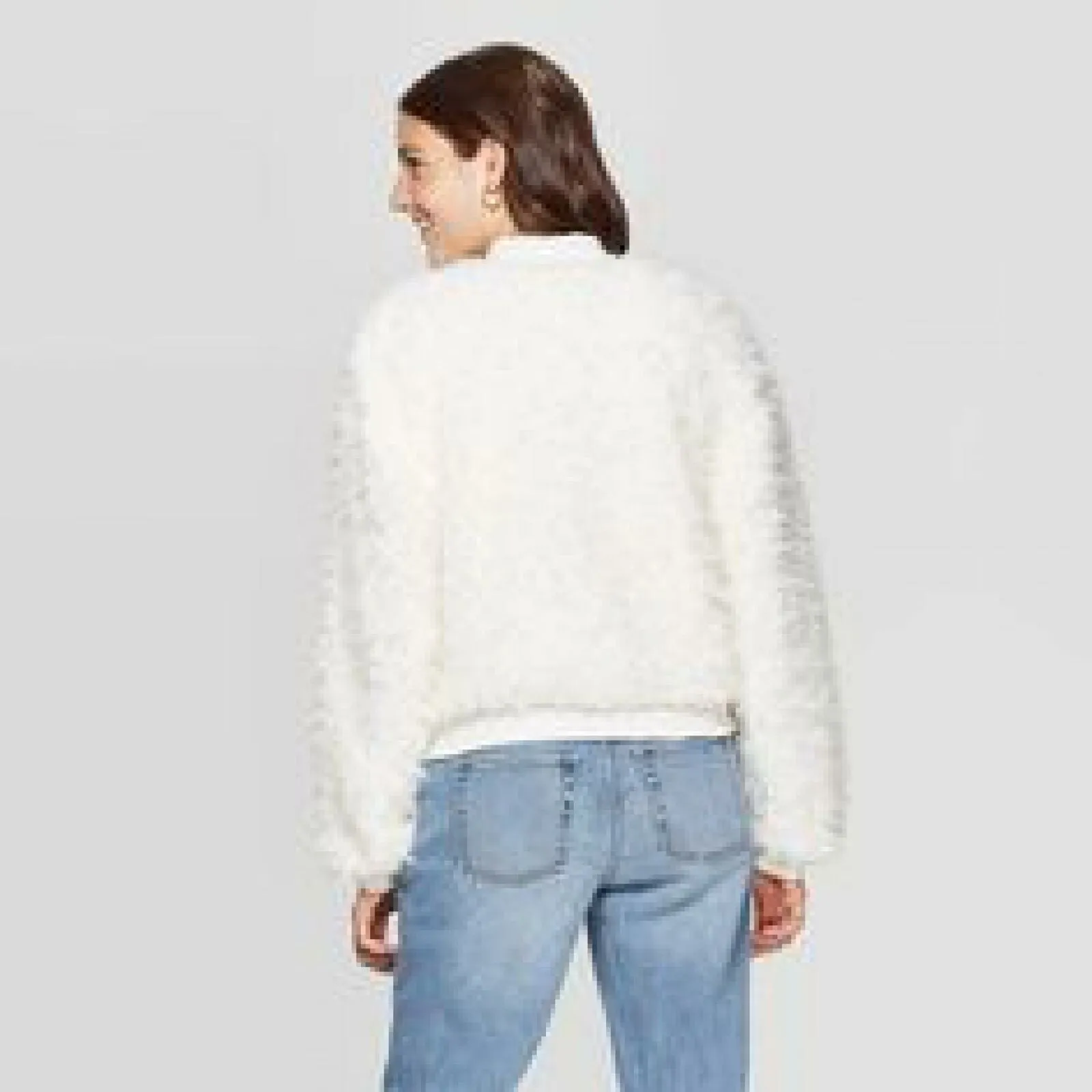 Xhilaration Women's Long Sleeve Zip-Up Sherpa Bomber Jacket