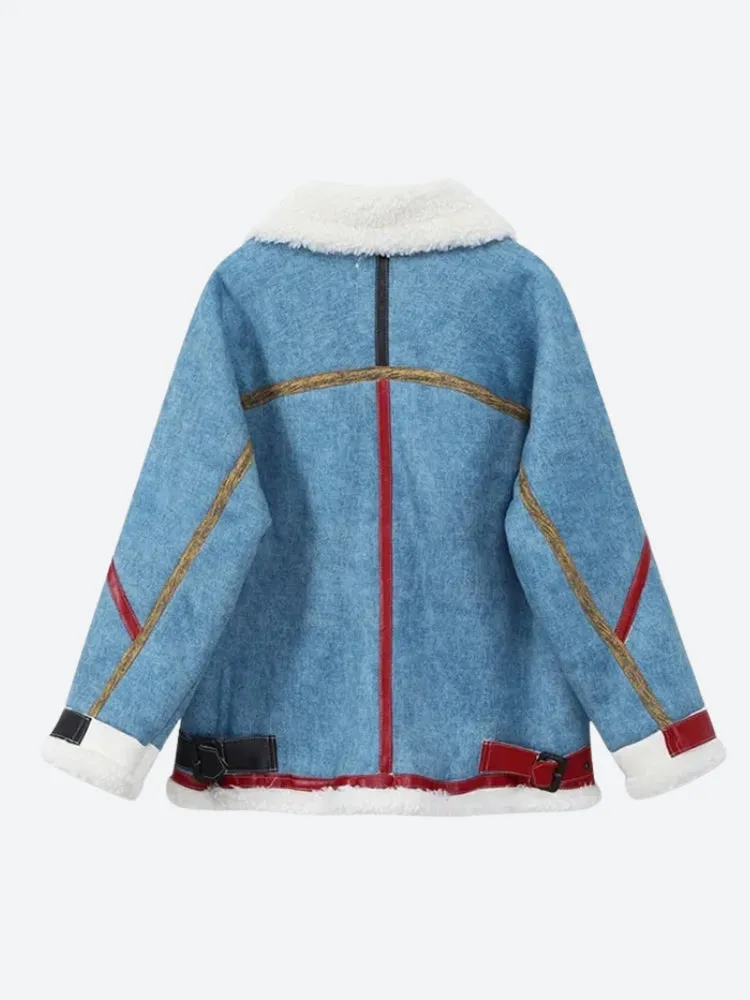 Y2K Faux Fur Biker Jacket