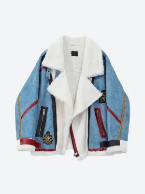 Y2K Faux Fur Biker Jacket