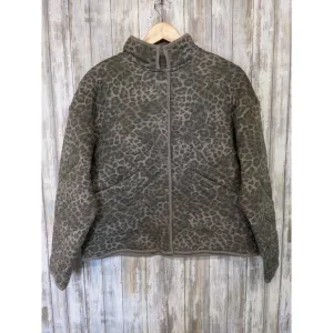 Z Supply Maya Quilted Jacket Leopard Dusty Olive Lightweight Puffer NWT