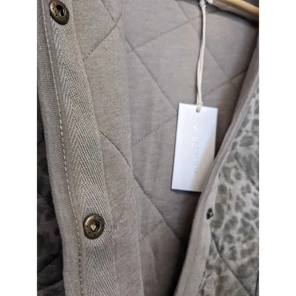 Z Supply Maya Quilted Jacket Leopard Dusty Olive Lightweight Puffer NWT