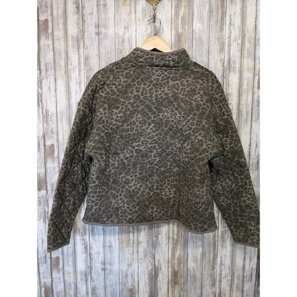 Z Supply Maya Quilted Jacket Leopard Dusty Olive Lightweight Puffer NWT