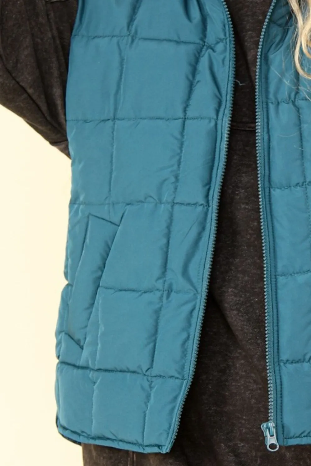 Zip-Up Puffer Vest - Blue
