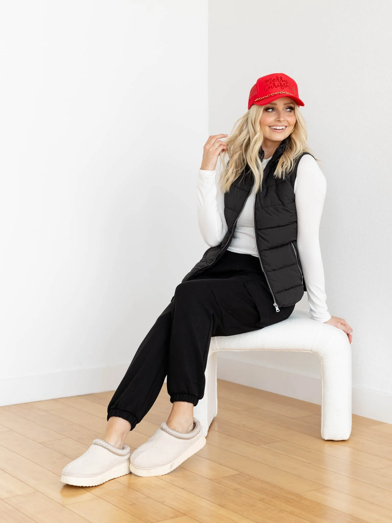 Zipper Detail Puffer Vest