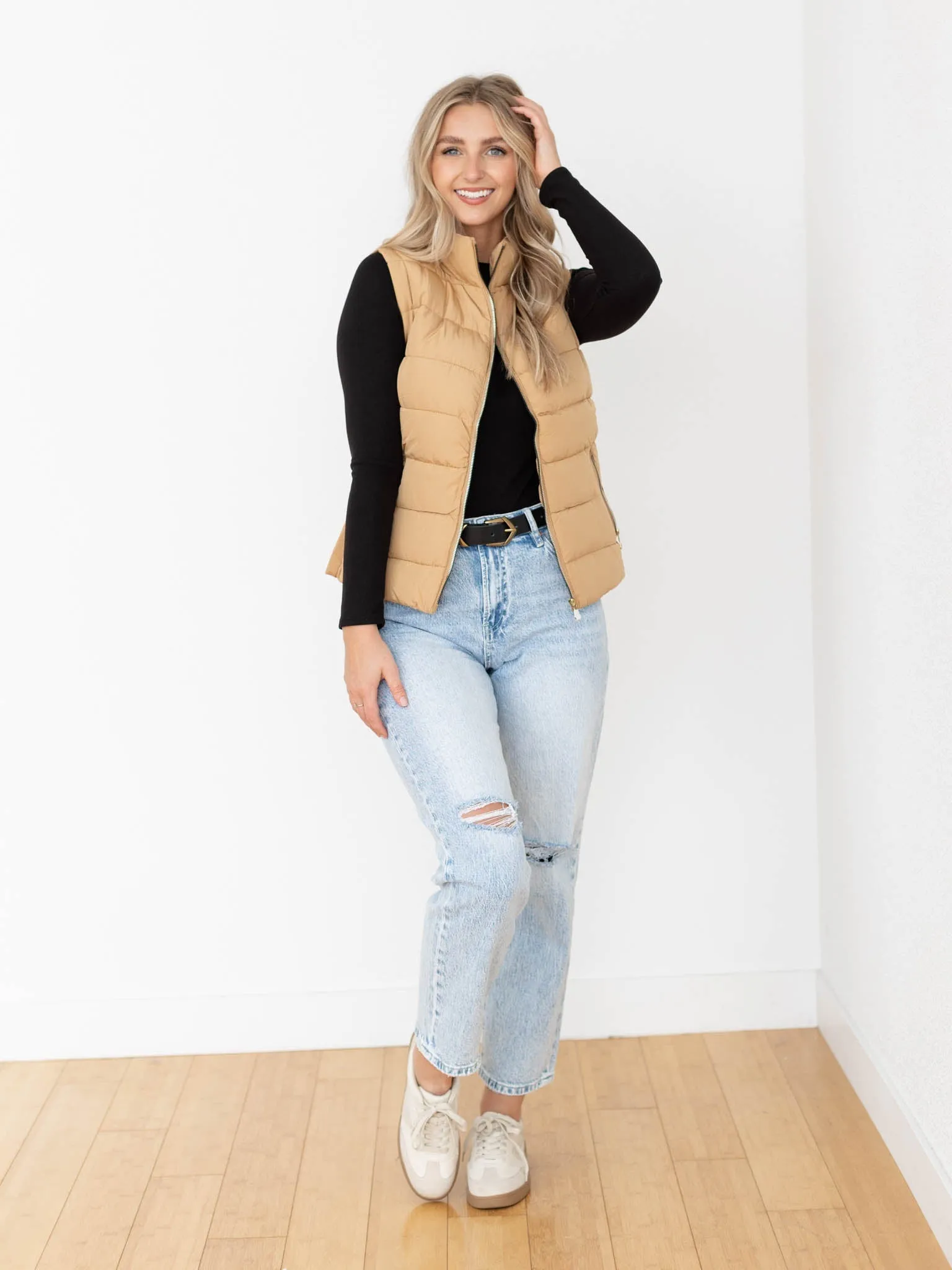 Zipper Detail Puffer Vest