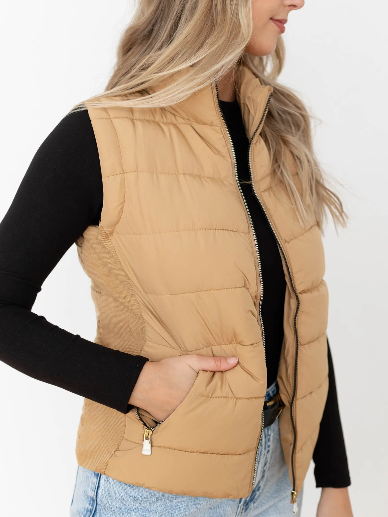 Zipper Detail Puffer Vest
