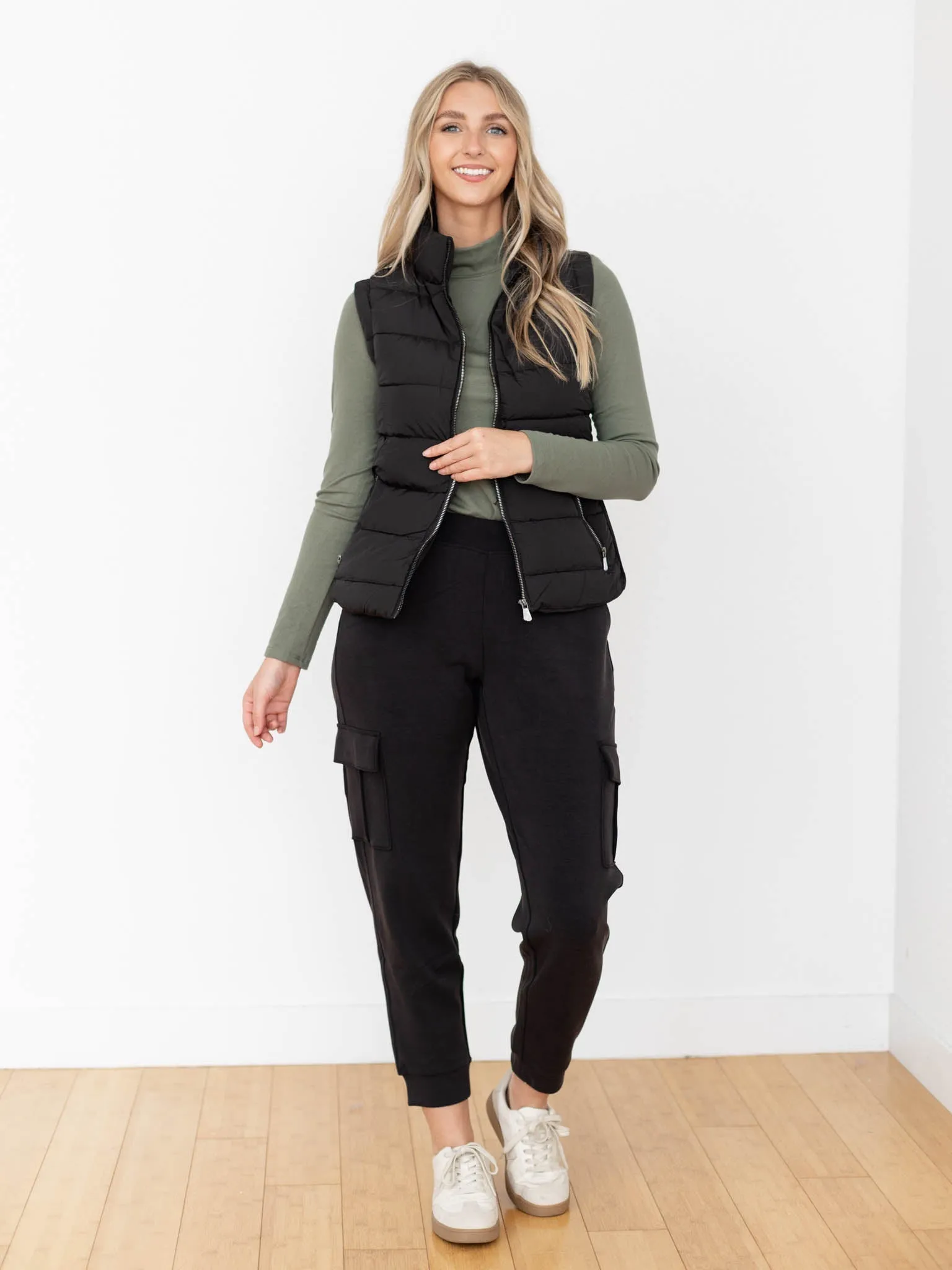 Zipper Detail Puffer Vest