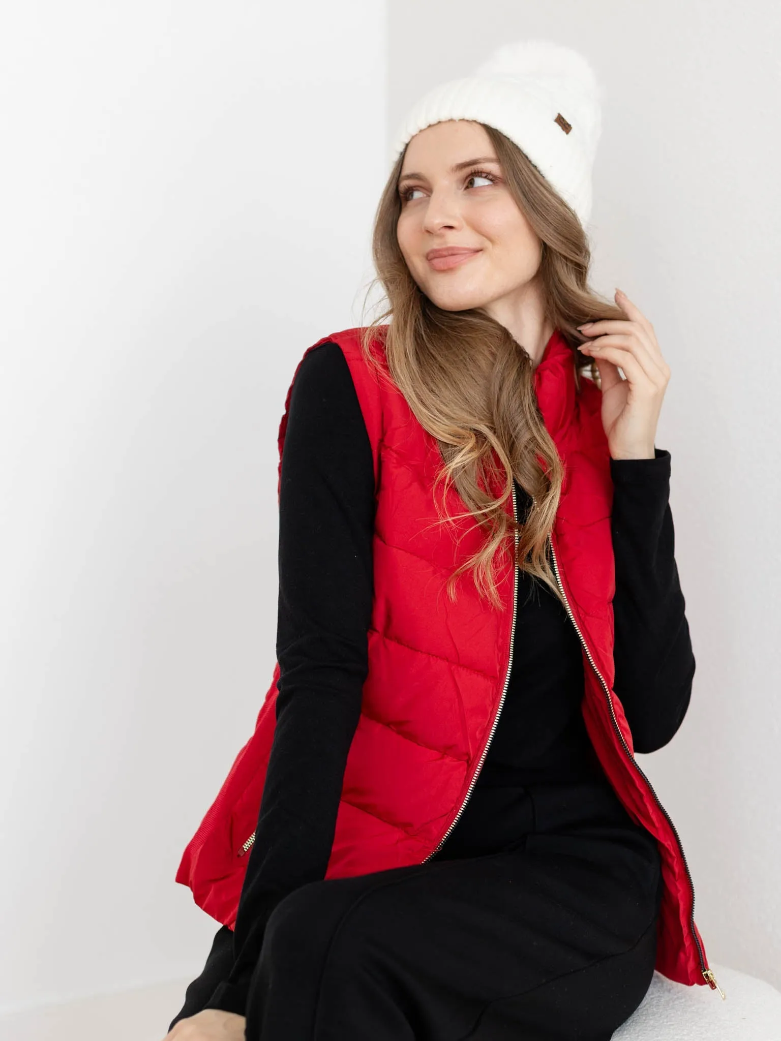 Zipper Detail Puffer Vest