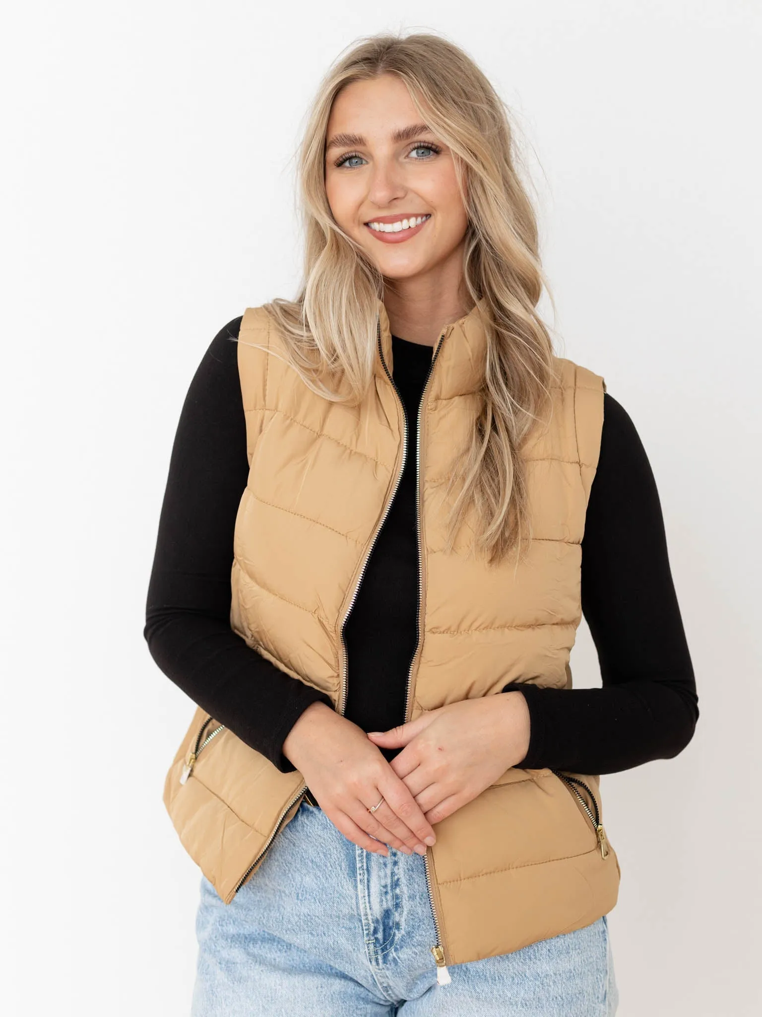 Zipper Detail Puffer Vest