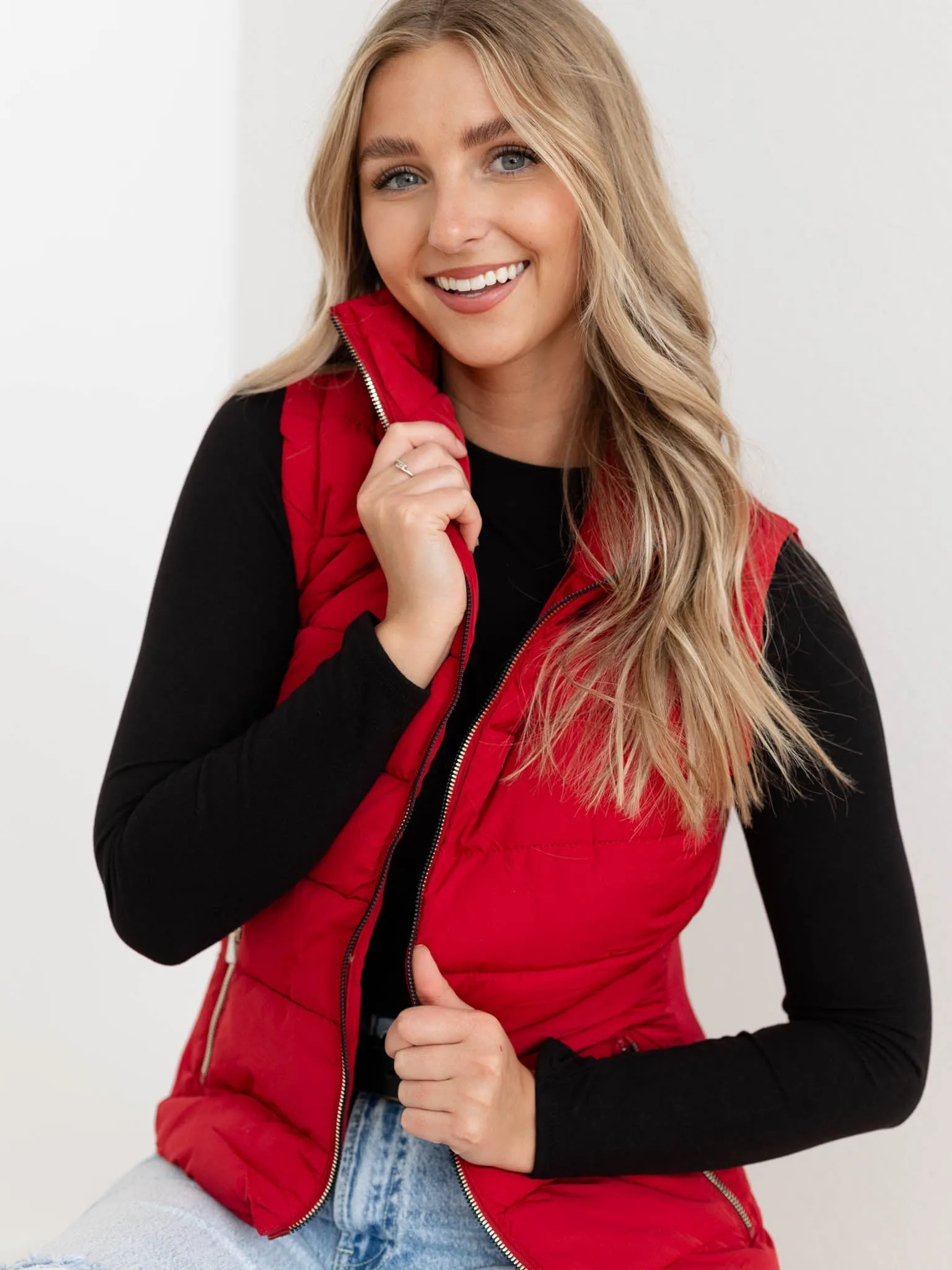 Zipper Detail Puffer Vest