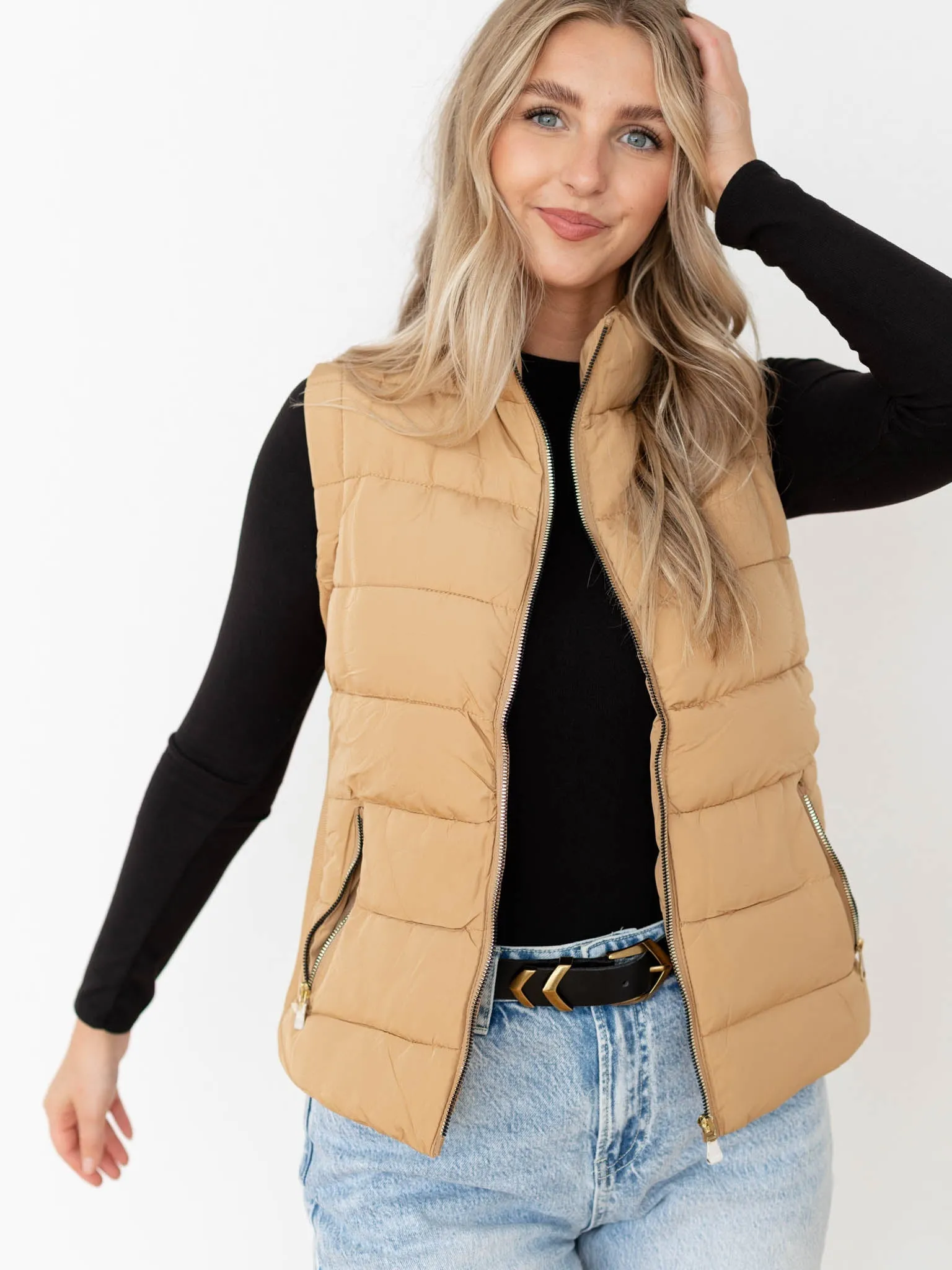 Zipper Detail Puffer Vest